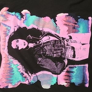 Graphic Short Sleeve Tee - Black with Pink & Teal Print